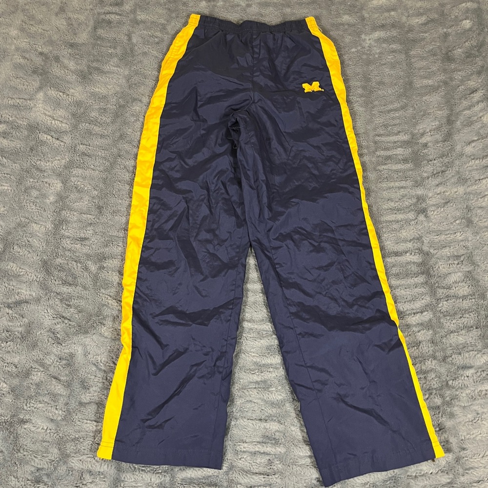 Michigan Wolverines NCAA Byka Inc Kids Track Pants Navy Yellow M Logo Size 12-14